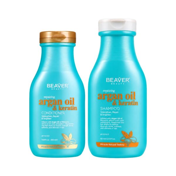 BEAVER Argan Oil & Keratin Reisset – Shampoo 60 ml, Conditioner 40 ml